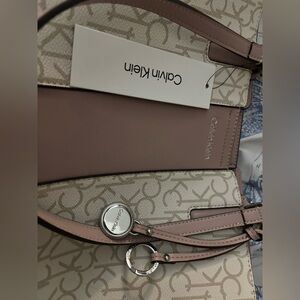 Calvin Klein Beige and Mauve Tote Bag